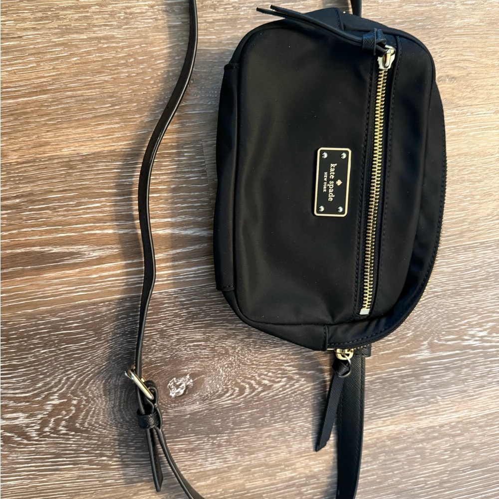 kate spade Black Nylon Crossbody Wristlet with Gold Hardware